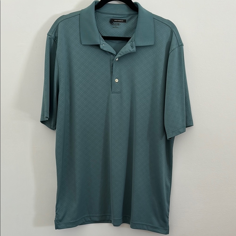 Greg Norman Men's Teal Polo Shirt with Play Dry Technology